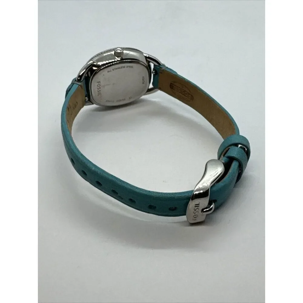Fossil Sculptor ES3559 Women Blue Leather Analog Silver Dial Quartz Watch JNA347